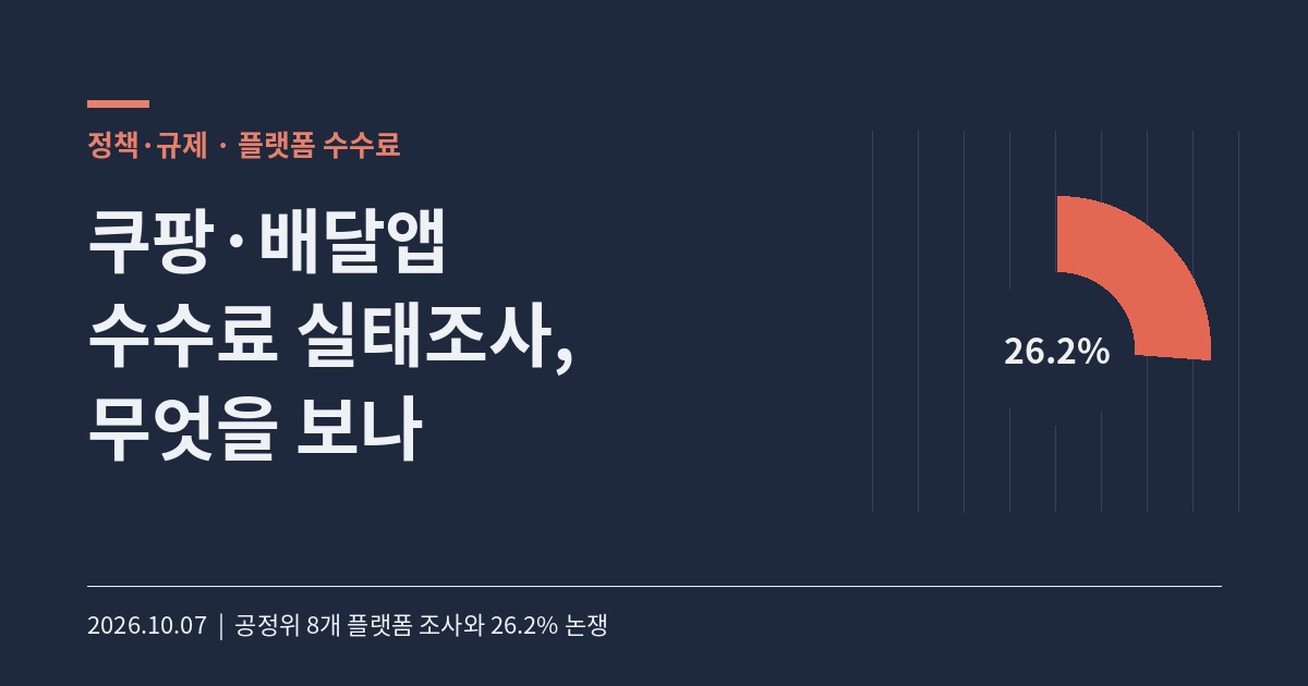 플랫폼 수수료 실태조사 쿠팡·배달앱 수수료 26.2% 카드
